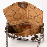 ADBG1489 Genuine Cowhide Leather Clutch with Chain Strap - Western Evening Bag