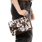 ADBG1489 Genuine Cowhide Leather Clutch with Chain Strap - Western Evening Bag