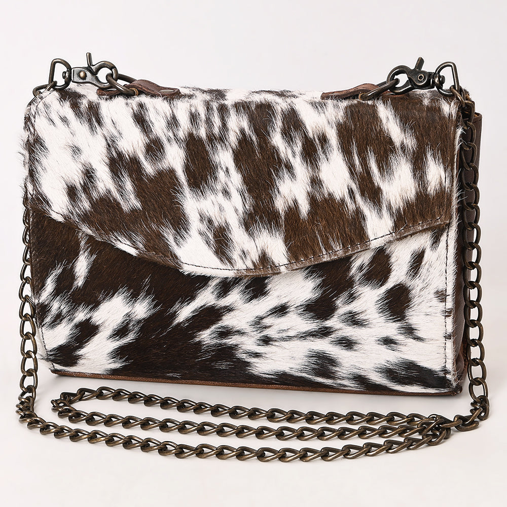 ADBG1489 Genuine Cowhide Leather Clutch with Chain Strap - Western Evening Bag