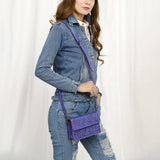 ADBG1491 Hand-Tooled Leather Crossbody Bag - Western Floral Design by American Darling