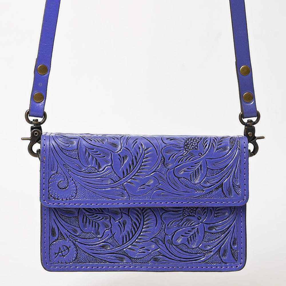 ADBG1491 Hand-Tooled Leather Crossbody Bag - Western Floral Design by American Darling