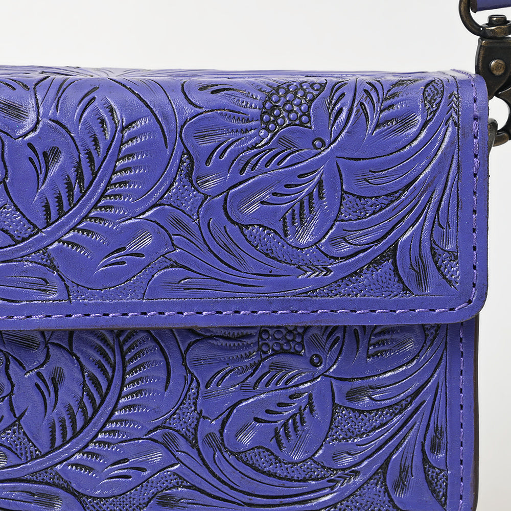 ADBG1491 Hand-Tooled Leather Crossbody Bag - Western Floral Design by American Darling