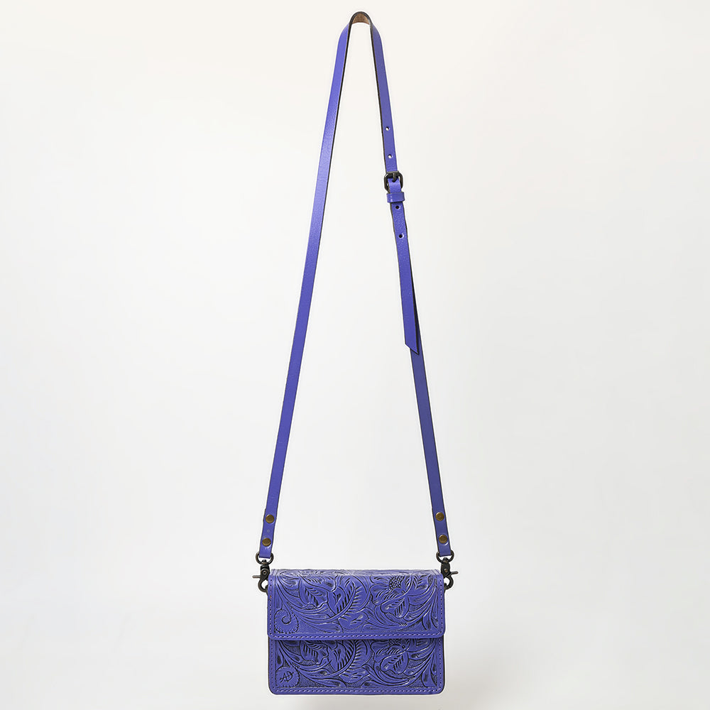 ADBG1491 Hand-Tooled Leather Crossbody Bag - Western Floral Design by American Darling