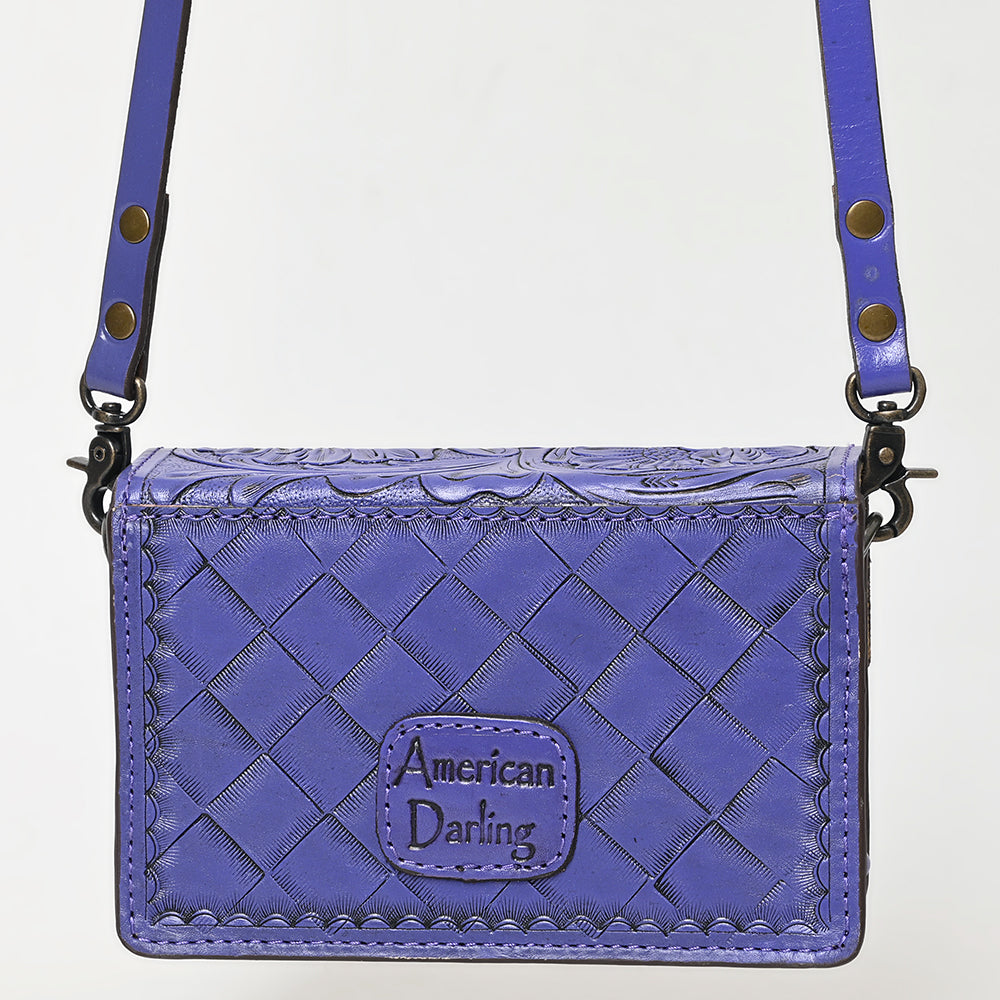 ADBG1491 Hand-Tooled Leather Crossbody Bag - Western Floral Design by American Darling