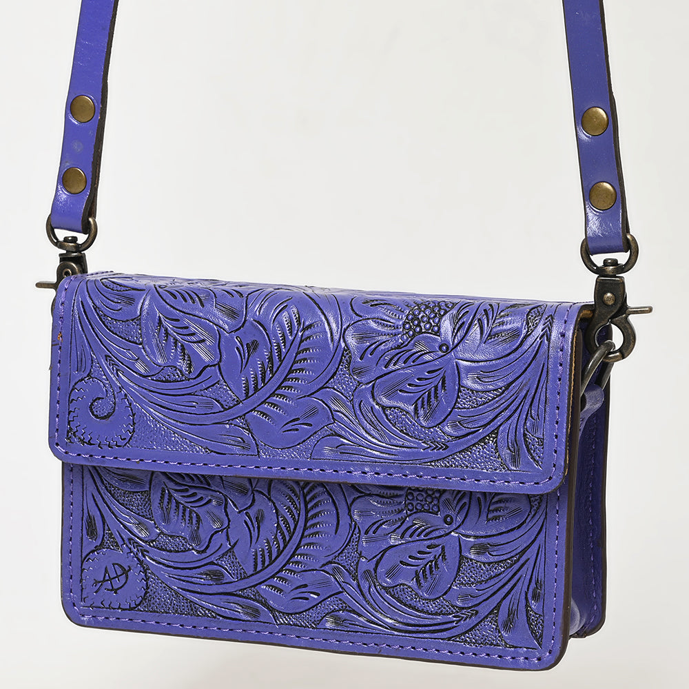ADBG1491 Hand-Tooled Leather Crossbody Bag - Western Floral Design by American Darling
