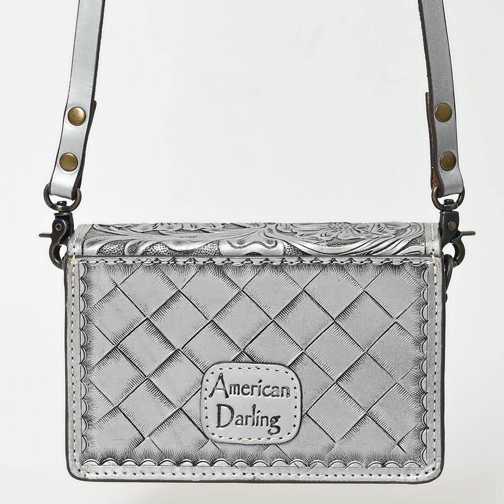 ADBG1491 Hand-Tooled Leather Crossbody Bag - Western Floral Design by American Darling