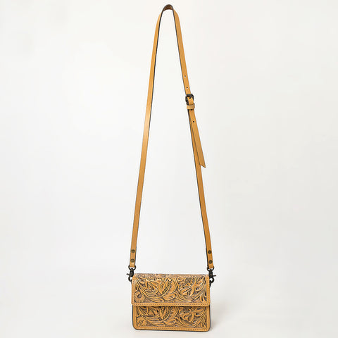 American Darling Hand-Tooled Leather Small Cross Body Bag ï¿½ Floral Carved Western Purse