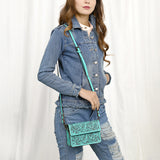 ADBG1491 Hand-Tooled Leather Crossbody Bag - Western Floral Design by American Darling