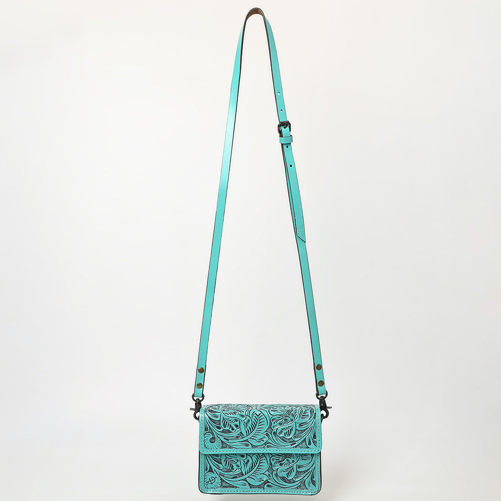 ADBG1491 Hand-Tooled Leather Crossbody Bag - Western Floral Design by American Darling