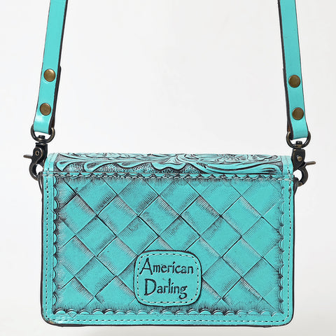 American Darling Hand-Tooled Leather Small Cross Body Bag ï¿½ Floral Carved Western Purse