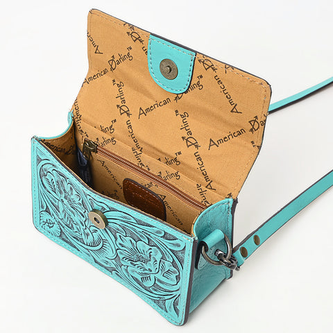 American Darling Hand-Tooled Leather Small Cross Body Bag ï¿½ Floral Carved Western Purse