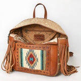 ADBG1495 Western Saddle Blanket & Cowhide Backpack Genuine Western Leather with Fringes Women Bag
