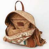 ADBG1495 Western Saddle Blanket & Cowhide Backpack Genuine Western Leather with Fringes Women Bag