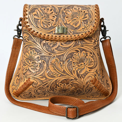 American Darling Hand-Tooled Leather Crossbody Bag | Floral Carved Western Purse