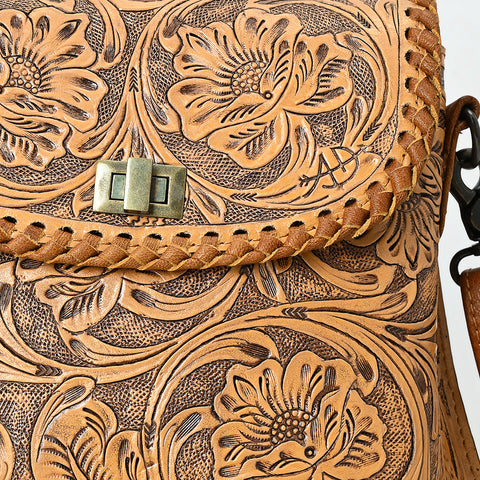 American Darling Hand-Tooled Leather Crossbody Bag | Floral Carved Western Purse