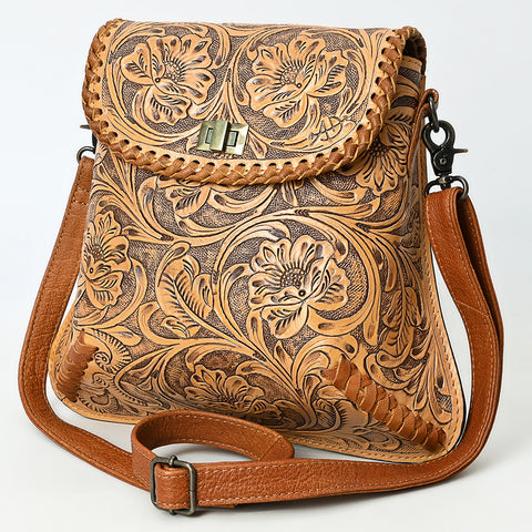 American Darling Hand-Tooled Leather Crossbody Bag | Floral Carved Western Purse