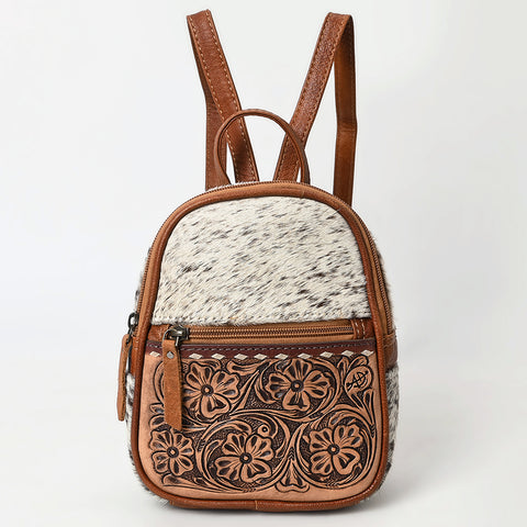 American Darling Western Leather Backpack Bag with Hair-On Cowhide & Hand-Tooled Details