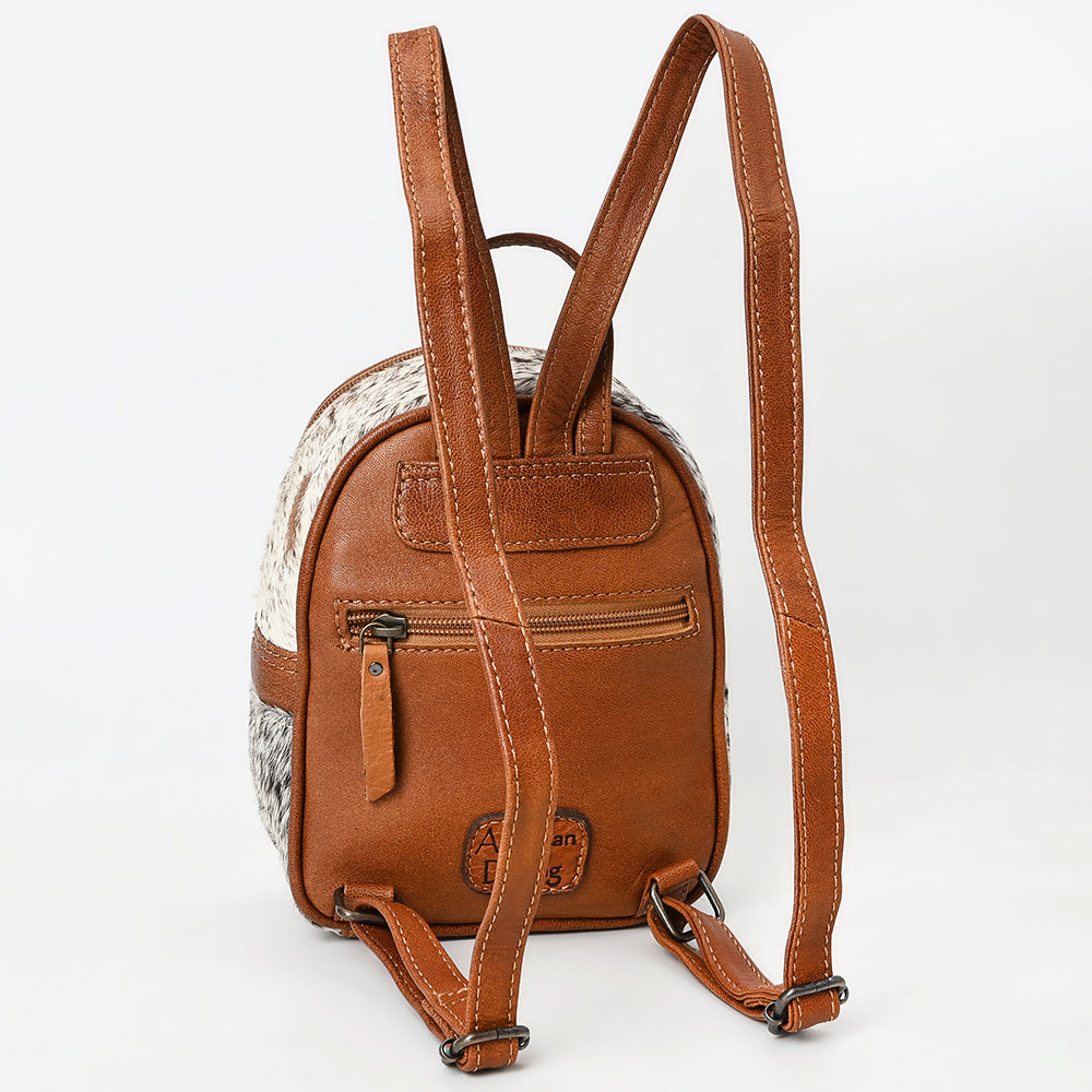 ADBG1499 Mini Cowhide Leather Backpack - Hand-Tooled Floral Front Pocket | Western Style
