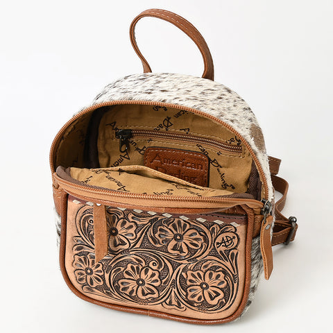 American Darling Western Leather Backpack Bag with Hair-On Cowhide & Hand-Tooled Details