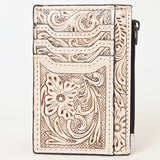 ADBG1506 Tooled Leather Card Holder - Multi-Slot Western Zipper Wallet