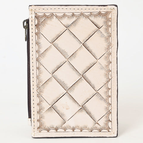 American Darling Western Leather Card Holder Bag with Hand-Tooled Floral Carved Detail