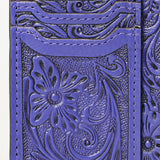 ADBG1506 Tooled Leather Card Holder - Multi-Slot Western Zipper Wallet