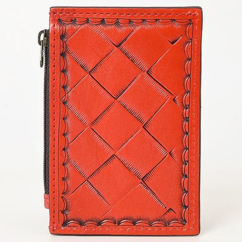 American Darling Western Leather Card Holder Bag with Hand-Tooled Floral Carved Detail