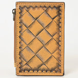 ADBG1506 Tooled Leather Card Holder - Multi-Slot Western Zipper Wallet