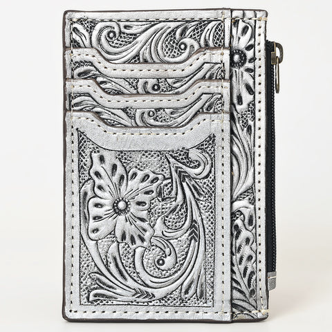 American Darling Western Leather Card Holder Bag with Hand-Tooled Floral Carved Detail