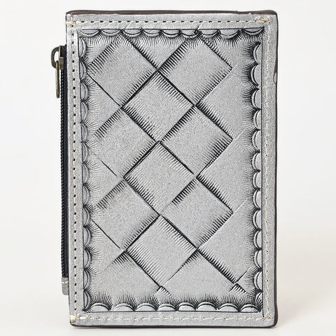 American Darling Western Leather Card Holder Bag with Hand-Tooled Floral Carved Detail