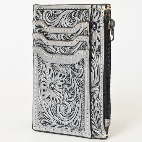 American Darling Western Leather Card Holder Bag with Hand-Tooled Floral Carved Detail