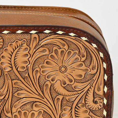American Darling Hand-Tooled Western Leather Toiletry Bag ï¿½ Genuine Floral Carved Travel Case