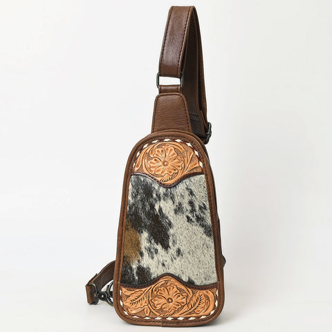 American Dalring Hair-On Cowhide Western Leather Sling Bag ï¿½ Hand-Tooled Genuine Leather Crossbody