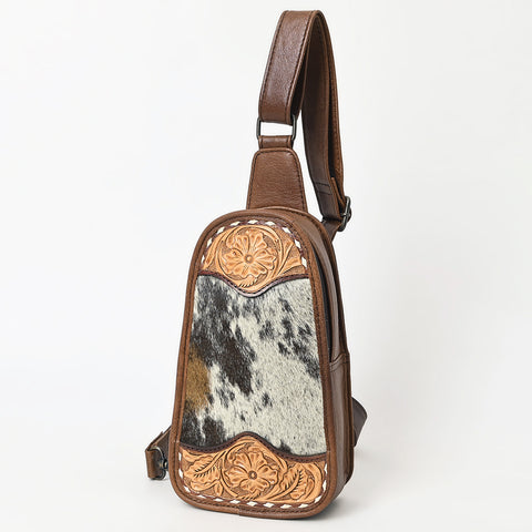 American Dalring Hair-On Cowhide Western Leather Sling Bag ï¿½ Hand-Tooled Genuine Leather Crossbody