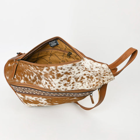 American Darling Western Leather Sling Bag with Hair-On Cowhide & Hand-Tooled Accents