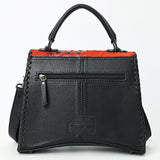 ADBG1516 Embossed Croc Leather & Cowhide Messenger - Western Whipstitch Edge