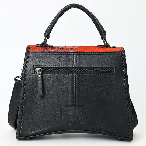 American Darling Western Leather Messenger Bag with Hair-On Cowhide & Crocodile-Embossed Detailing