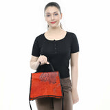 ADBG1516 Embossed Croc Leather & Cowhide Messenger - Western Whipstitch Edge