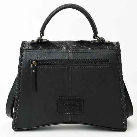 American Darling Western Leather Messenger Bag with Hair-On Cowhide & Crocodile-Embossed Detailing