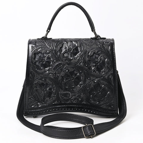 American Darling Western Leather Messenger Bag with Hand-Tooled Floral Detailing
