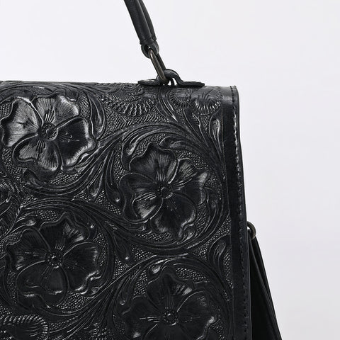 American Darling Western Leather Messenger Bag with Hand-Tooled Floral Detailing