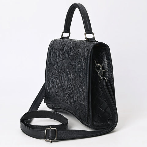 American Darling Western Leather Messenger Bag with Hand-Tooled Floral Detailing