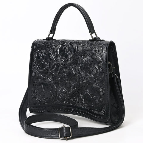 American Darling Western Leather Messenger Bag with Hand-Tooled Floral Detailing