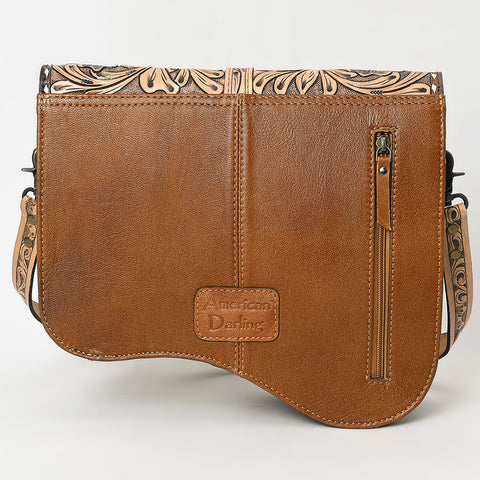 American Darling Western Leather Crossbody Bag with Hand-Tooled Floral Detailing and Premium Genuine Leather Hair-On Accents