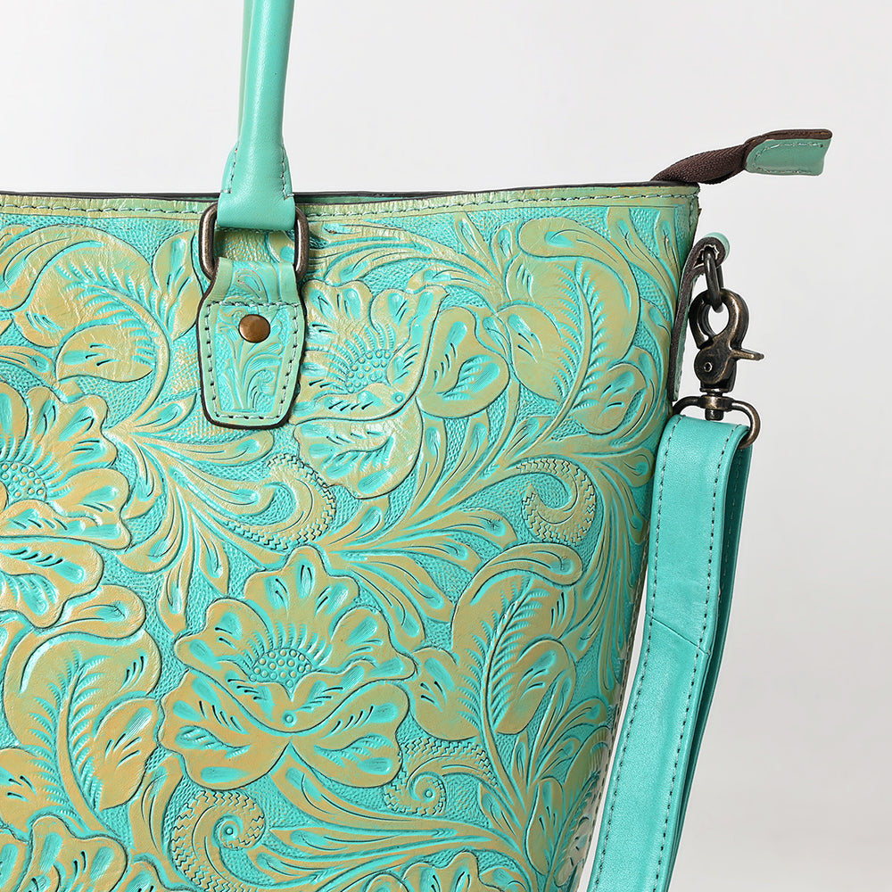 ADBG1519 Floral Embossed Leather Tote Bag - Western Crossbody & Shoulder Style