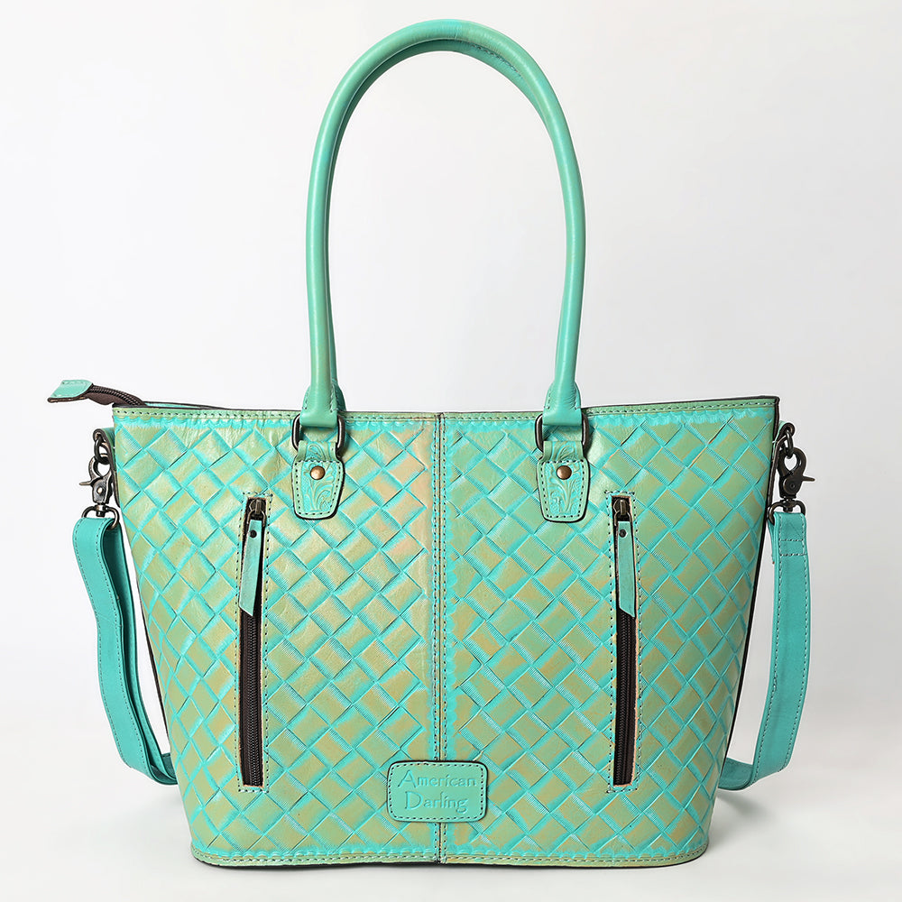 ADBG1519 Floral Embossed Leather Tote Bag - Western Crossbody & Shoulder Style