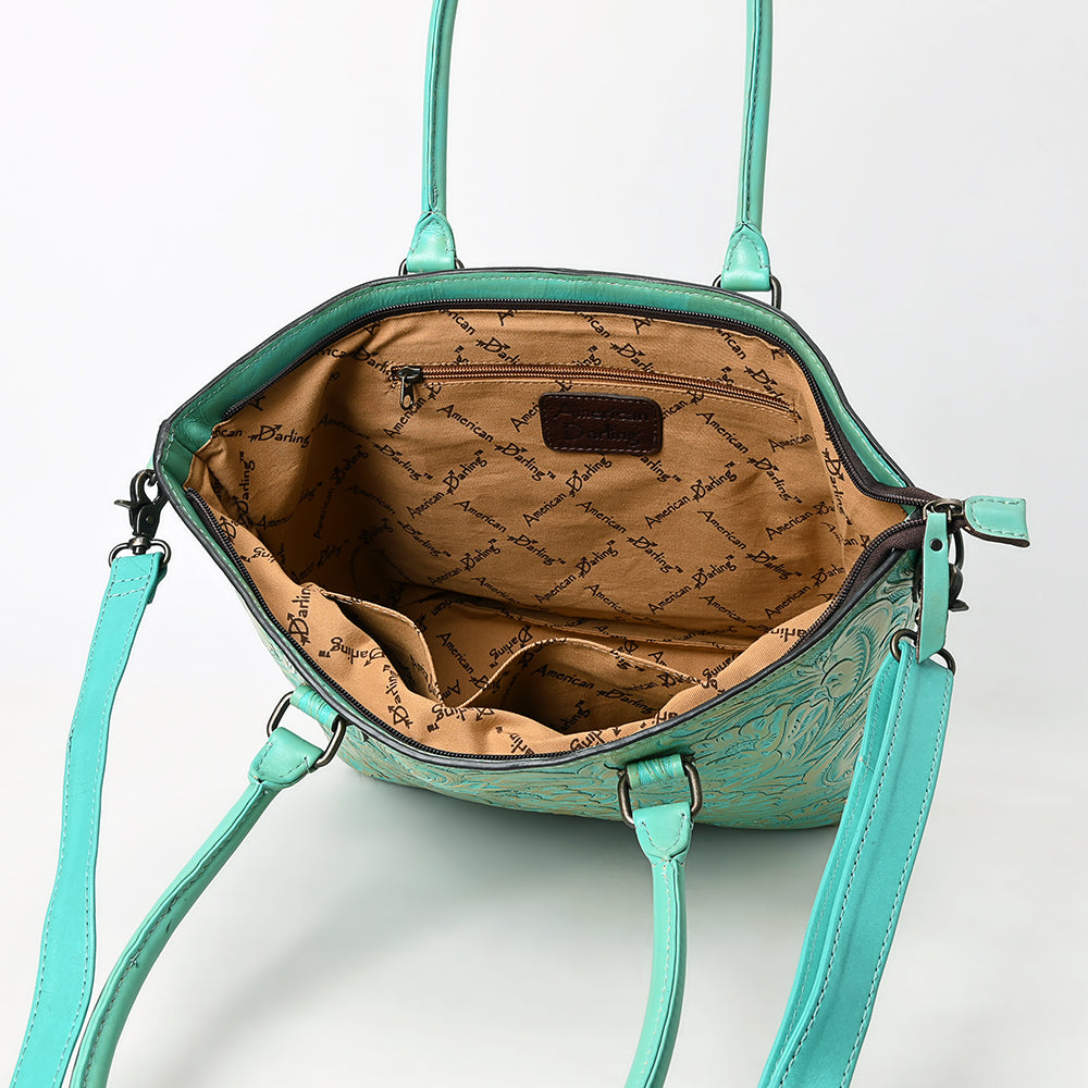 ADBG1519 Floral Embossed Leather Tote Bag - Western Crossbody & Shoulder Style