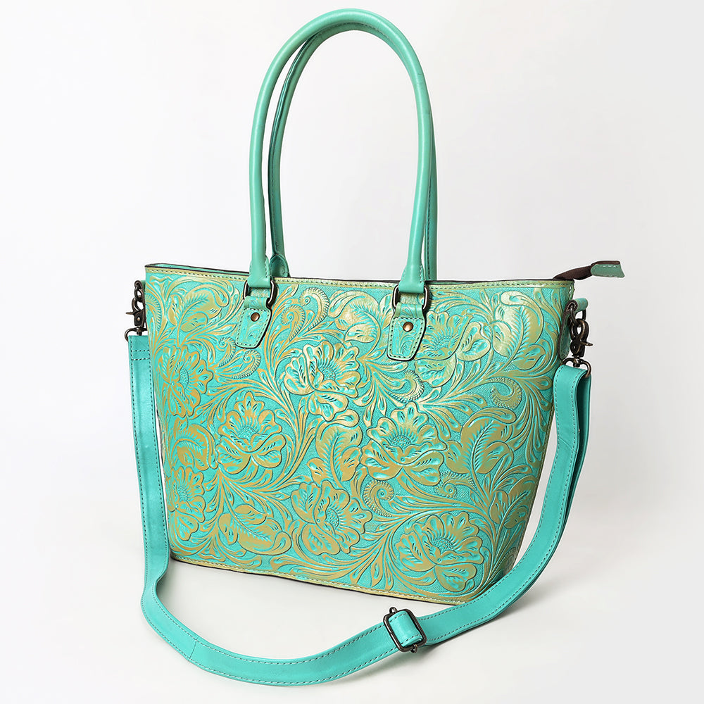 ADBG1519 Floral Embossed Leather Tote Bag - Western Crossbody & Shoulder Style