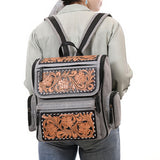 OHG192 Backpack Beautifully Hand Tooled  Upcycled Canvas  Genuine Leather women bag western handbag purse