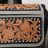 OHG192 Backpack Beautifully Hand Tooled  Upcycled Canvas  Genuine Leather women bag western handbag purse
